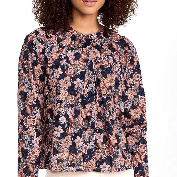 Anthropologie Sundry Floral Boho Cottagecore Button Down Long Sleeve Blouse S - Picture 1 of 8